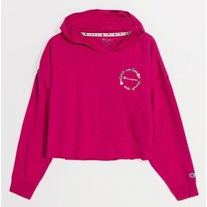 Champion NWT Campus French Terry Hoodie Sweatshirt Large Floral Embroidered Logo